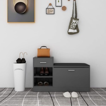 vidaXL Παπουτσοθήκη Γκρι 94,5x31x57cm από Επεξ. Ξύλο