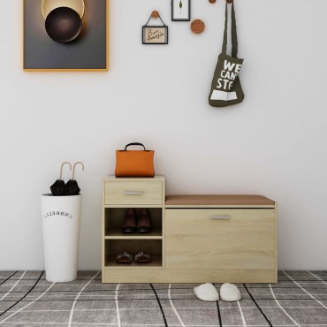 vidaXL Παπουτσοθήκη Καπνιστή Δρυς 94,5x31x57cm από Επεξ. Ξύλο