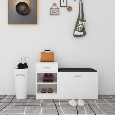 vidaXL Παπουτσοθήκη Γυαλ. Λευκή 94,5x31x57cm από Επεξ. Ξύλο