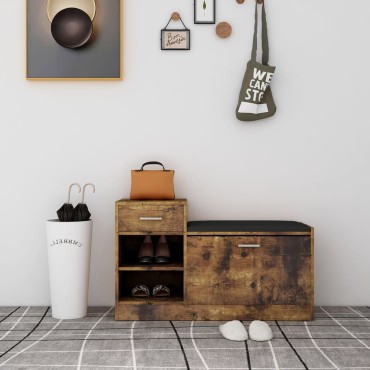 vidaXL Παπουτσοθήκη Καπνιστή Δρυς 94,5x31x57cm από Επεξ. Ξύλο