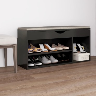 vidaXL Παπουτσοθήκη Γκρι 104x30x49cm Επεξ. Ξύλο με Μαξιλάρι