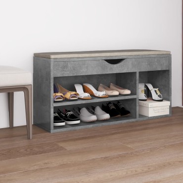 vidaXL Παπουτσοθήκη Γκρι Σκυρ. 104x30x49cm Επεξ. Ξύλο Μαξιλάρι