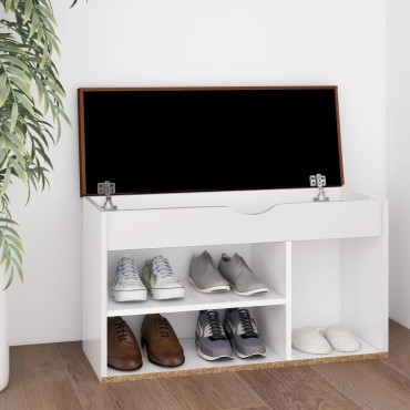 vidaXL Παπουτσοθήκη Λευκή 80x30x47cm Επεξ. Ξύλο με Μαξιλάρι