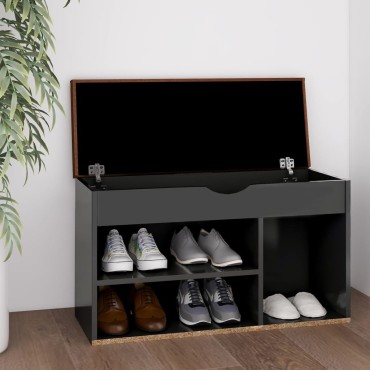 vidaXL Παπουτσοθήκη Γκρι 80x30x47cm Επεξ. Ξύλο με Μαξιλάρι