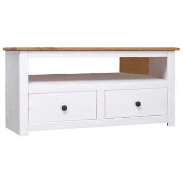 vidaXL Έπιπλο TV Λευκό 93x49x49cm Μασίφ Ξύλο Πεύκου Σειρά Panama