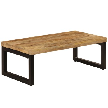 vidaXL Τραπεζάκι Σαλονιού 100x50x35cm από Μασίφ Ξύλο Μάνγκο / Ατσάλι 1 τεμ.