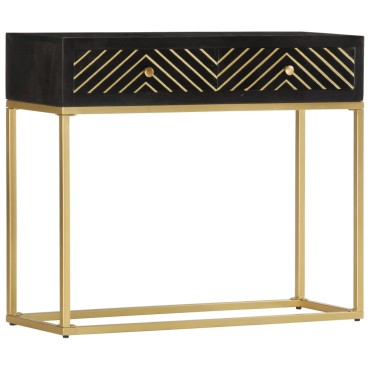 vidaXL Τραπέζι Κονσόλα Μαύρο / Χρυσό 90x30x75cm Μασίφ Ξύλο Μάνγκο 1 τεμ.