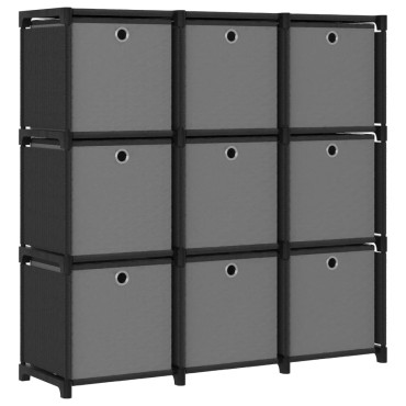 vidaXL Ραφιέρα με 9 Κύβους & Κουτιά Μαύρη 103x30x107,5cm Υφασμάτινη 1 τεμ.