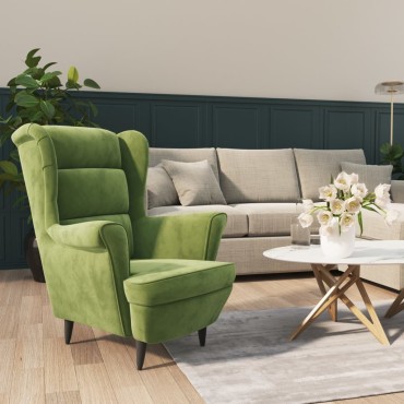 vidaXL Πολυθρόνα Ανοιχτό Πράσινο Βελούδινη 74x84x100cm 1 τεμ.