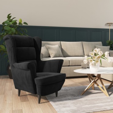 vidaXL Πολυθρόνα Μαύρη Βελούδινη 74x84x100cm 1 τεμ.