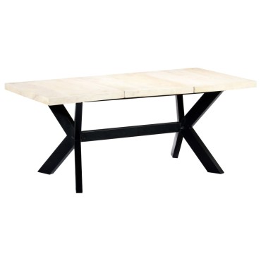 vidaXL Τραπεζαρία Λευκή 180x90x75cm από Μασίφ Ξύλο Μάνγκο 1 τεμ.