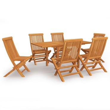 vidaXL Σετ Τραπεζαρίας Κήπου 7 τεμ. από Μασίφ Ξύλο Teak (110-160)x80x75cm