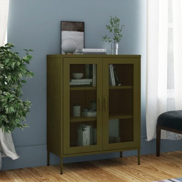 vidaXL Ντουλάπι Αποθήκευσης Πράσινο Λαδί 80x35x101,5cm Ατσάλινο 1 τεμ.