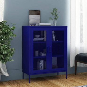 vidaXL Ντουλάπι Αποθήκευσης Ναυτικό Μπλε 80x35x101,5cm Ατσάλινο 1 τεμ.