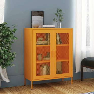 vidaXL Ντουλάπι Αποθήκευσης Μουσταρδί 80x35x101,5cm Ατσάλινο 1 τεμ.