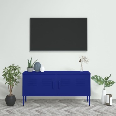 vidaXL Έπιπλο Τηλεόρασης Ναυτικό Μπλε 105x35x50cm από Ατσάλι