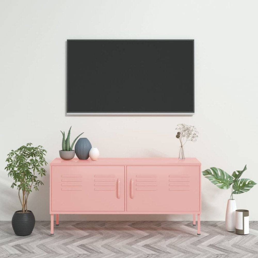 vidaXL Έπιπλο Τηλεόρασης Ροζ 105x35x50cm από Ατσάλι