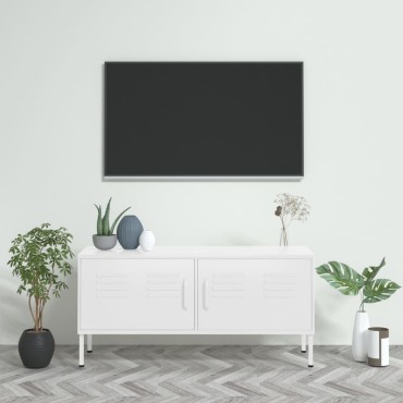 vidaXL Έπιπλο Τηλεόρασης Λευκό 105x35x50cm από Ατσάλι