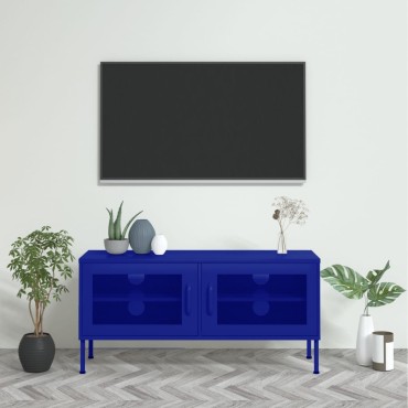 vidaXL Έπιπλο Τηλεόρασης Ναυτικό Μπλε 105x35x50cm από Ατσάλι