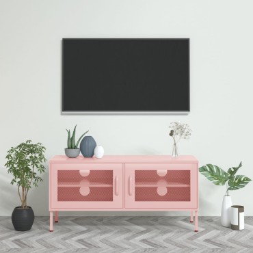 vidaXL Έπιπλο Τηλεόρασης Ροζ 105x35x50cm από Ατσάλι