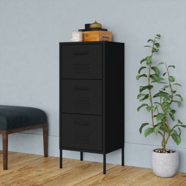 vidaXL Ντουλάπι Αποθήκευσης Μαύρο 42,5x35x101,5cm από Ατσάλι 1 τεμ.