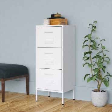 vidaXL Ντουλάπι Αποθήκευσης Λευκό 42,5x35x101,5cm από Ατσάλι 1 τεμ.