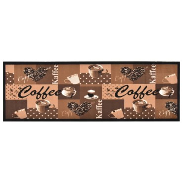 vidaXL Πατάκι Κουζίνας Σχέδιο Coffee Καφέ Πλενόμενο 60 x 300 εκ.