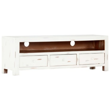 vidaXL Έπιπλο Τηλεόρασης Λευκό 120x30x40cm από Μασίφ Ξύλο Ακακίας