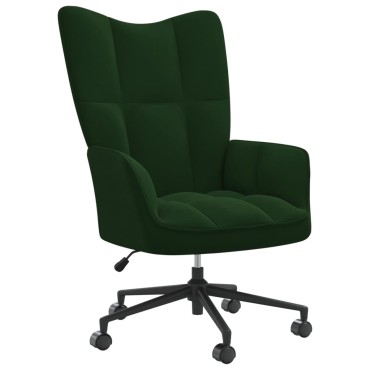 vidaXL Πολυθρόνα Relax Σκούρο Πράσινο Βελούδινη 61,5x69x(94,5-102)cm 1 τεμ.