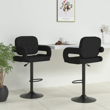 vidaXL Σκαμπό Μπαρ 2 τεμ. Μαύρα Υφασμάτινα 58x50x(93-115)cm