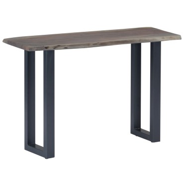 vidaXL Τραπέζι Κονσόλα Γκρι 115x35x76cm Μασίφ Ξύλο Ακακίας / Σίδηρο 1 τεμ.