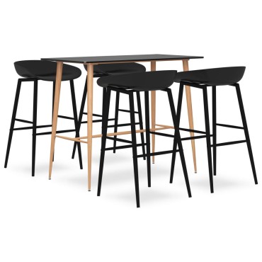 vidaXL Σετ Επίπλων Μπαρ 5 τεμ. Μαύρο 120x60x105cm