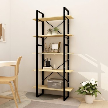 vidaXL Βιβλιοθήκη με 5 Ράφια 80x30x175cm από Ξύλο Πεύκου 1 τεμ.