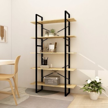 vidaXL Βιβλιοθήκη με 5 Ράφια 100x30x175cm από Ξύλο Πεύκου 1 τεμ.