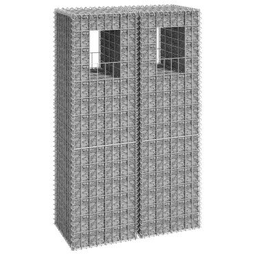 vidaXL Συρματοκιβώτια Στύλοι 2 τεμ. 40x40x140cm Σιδερένιοι
