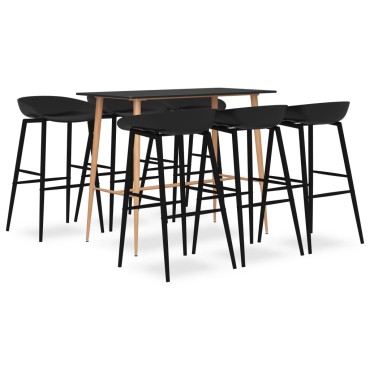 vidaXL Σετ Επίπλων Μπαρ 7 τεμ. Μαύρο 120x60x105cm