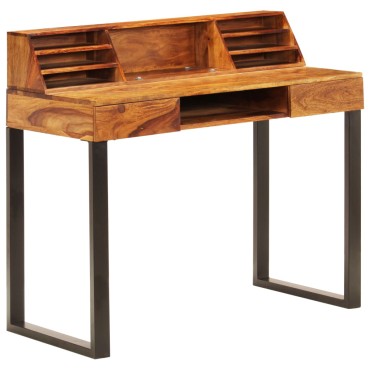 vidaXL Γραφείο 110x50x94cm από Μασίφ Ξύλο Ακακίας και Ατσάλι 1 τεμ.