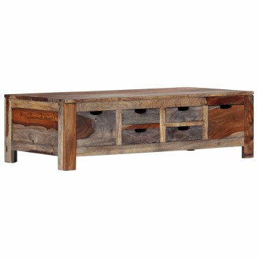 vidaXL Τραπεζάκι Σαλονιού Γκρι 100x50x30cm από Μασίφ Ξύλο Sheesham 1 τεμ.