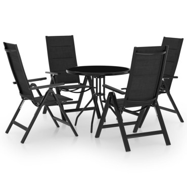 vidaXL Σετ Επίπλων Mπιστρό 5 τεμ. Μαύρο / Ανθρακί 80x72cm