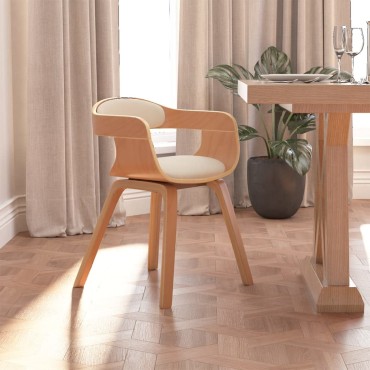 vidaXL Καρέκλα Τραπεζαρίας Κρεμ από Συνθετικό Δέρμα & Λυγισμένο Ξύλο 49x51x70cm 1 τεμ.