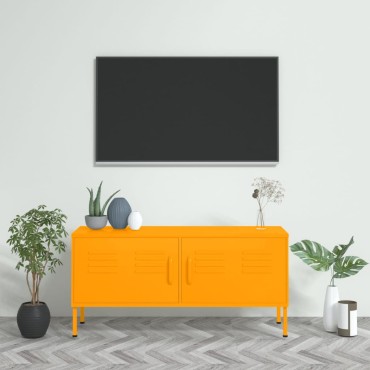 vidaXL Έπιπλο Τηλεόρασης Μουσταρδί 105x35x50cm από Ατσάλι