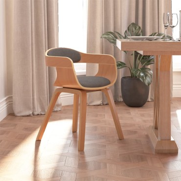 vidaXL Καρέκλα Τραπεζαρίας Ανοιχτό Γκρι από Λυγισμένο Ξύλο και Ύφασμα 49x51x70cm 1 τεμ.