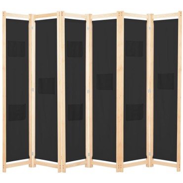 vidaXL Διαχωριστικό Δωματίου με 6 Πάνελ Μαύρο 240x170x4cm Υφασμάτινο 1 τεμ.