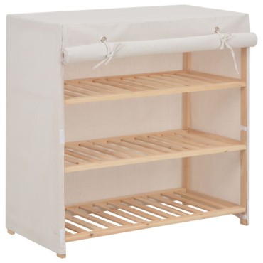 vidaXL Παπουτσοθήκη με Κάλυμμα Λευκή 79x40x80cm Υφασμάτινη