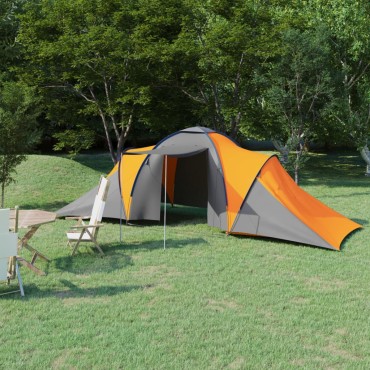 vidaXL Σκηνή Camping 6 Ατόμων Γκρι / Πορτοκαλί