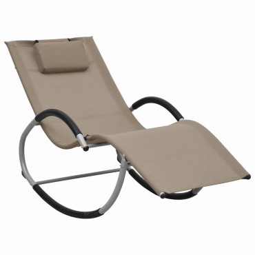 vidaXL Ξαπλώστρα Χρώμα Taupe από Textilene με Μαξιλάρι 65x155x83cm 1 τεμ.