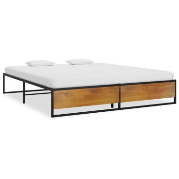 vidaXL Πλαίσιο Κρεβατιού Μαύρο 160x200cm Μεταλλικό 1 τεμ. - Διπλό
