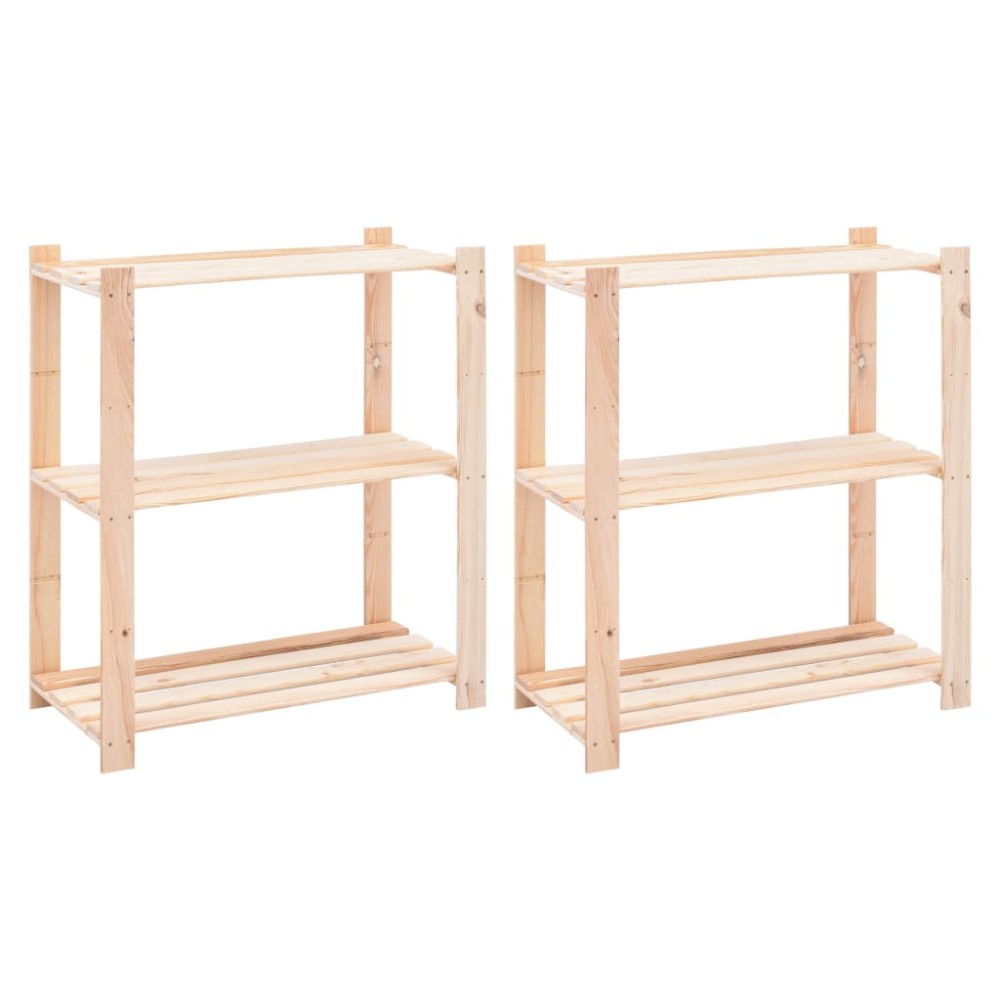 vidaXL Ραφιέρες 3 Επιπέδων 2 τεμ. 150 κ. 80x38x90cm Μασίφ Ξύλο Πεύκου