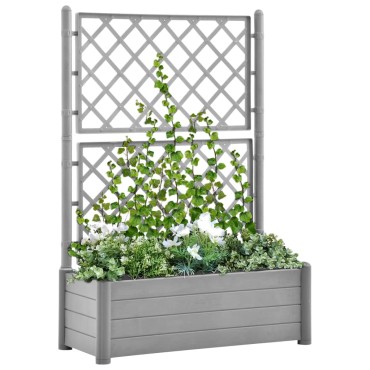 vidaXL Ζαρντινιέρα Κήπου με Καφασωτό Γκρι 100 x 43 x 142 εκ. από PP