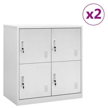 vidaXL Φοριαμοί 2 τεμ. Ανοιχτό Γκρι 90x45x92,5cm Ατσάλινοι